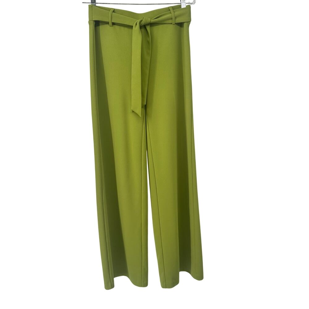 Carole Wren Green Pull-One Front Tied Waist Wide Leg Pants Sz 6